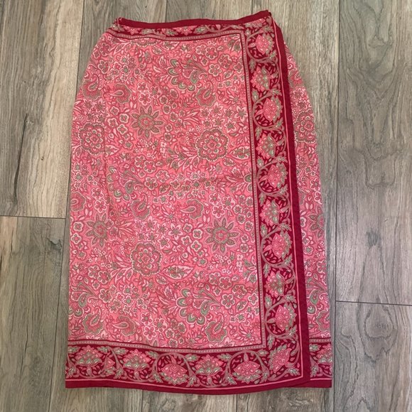 SAG HARBOR PAISLEY FLORAL LONG WRAP SKIRT 10P-EUC - Picture 1 of 10